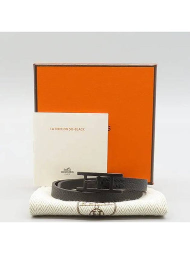 Black leather Behapi Double Tour bracelet - HERMES - BALAAN 1