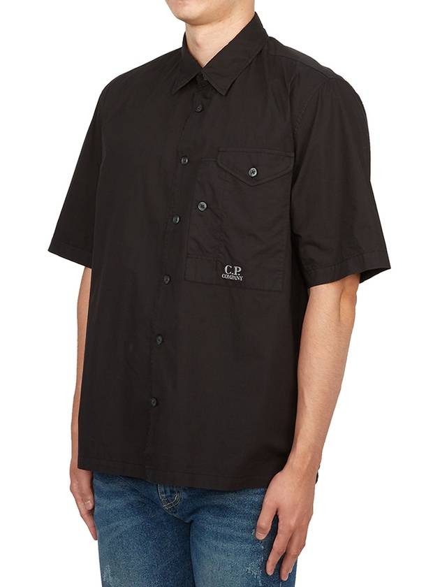 Cotton Popeline Short Sleeve Shirt Black - CP COMPANY - BALAAN 3