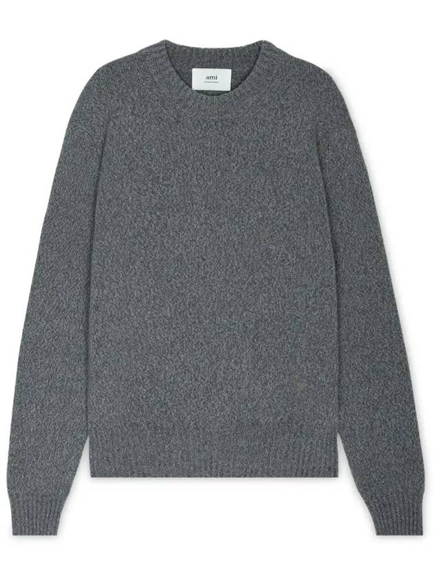 Men's Cashmere Blend Crew Neck Knit Top Grey - AMI - BALAAN 4