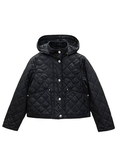 Diamond Quilted Crop Hoodie Jacket Black - BURBERRY - BALAAN 2