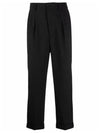 Pleated Carrot Fit Straight Pants Black - AMI - BALAAN.