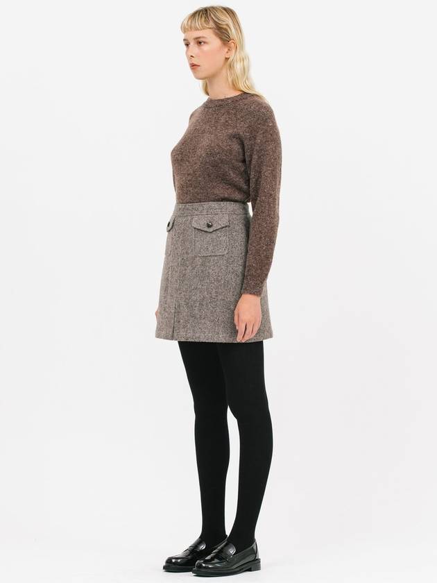 Pocket Wool Short A-Line Skirt Grey - JUN BY JUN K - BALAAN 3