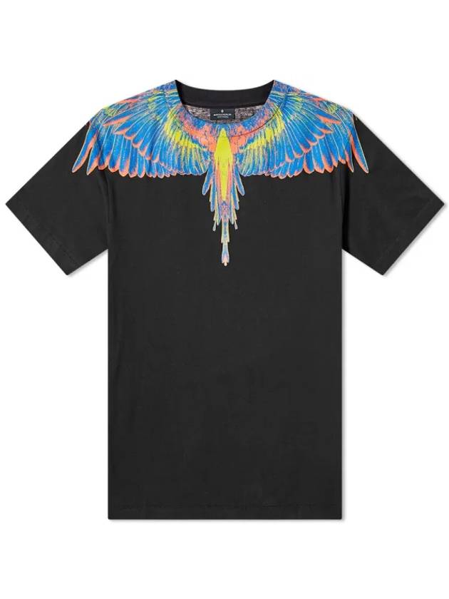 Men's Camo Wings Short Sleeve T-Shirt Black - MARCELO BURLON - BALAAN 1