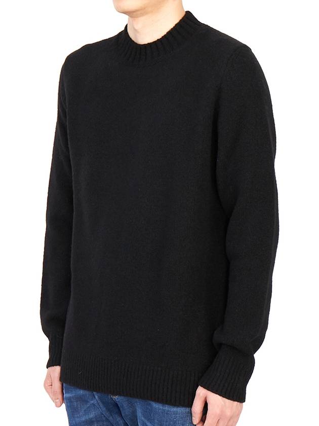 Men's Crew Neck Wool Knit Top Black - TEN C - BALAAN 3