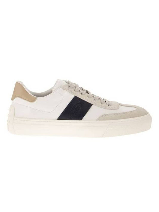 Sumusu Leather Suede Low Top Sneakers White Blue - TOD'S - BALAAN.