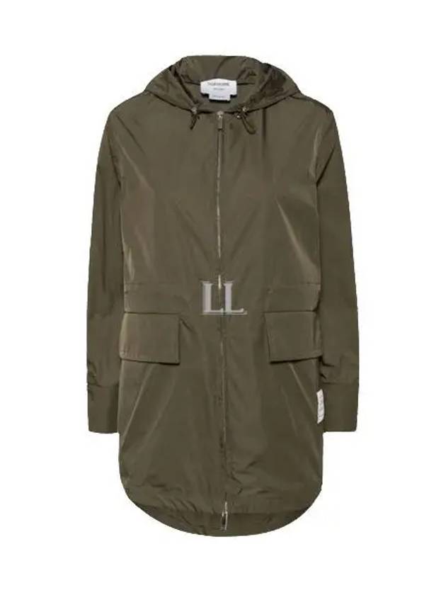 Fishtail Hem Drawstring Hooded Parka Olive Green - THOM BROWNE - BALAAN 2