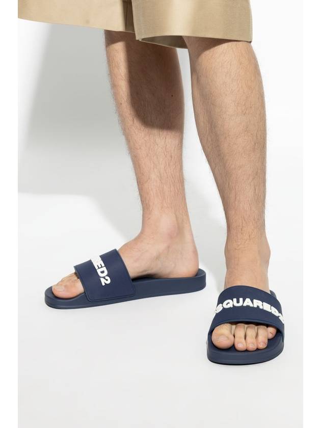 Dsquared2 Slides With Logo, Men's, Navy Blue - DSQUARED2 - BALAAN 2