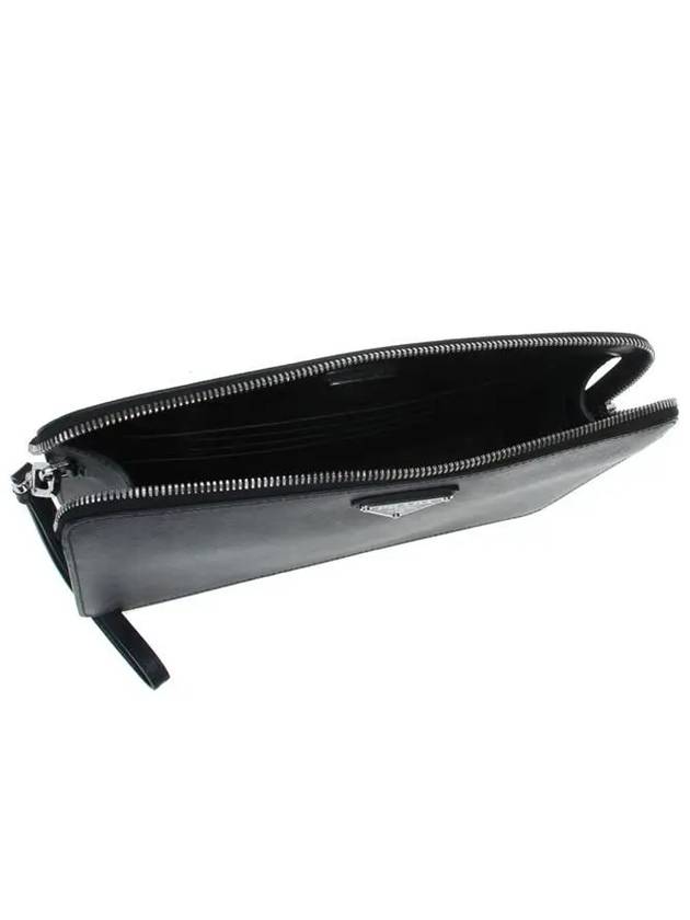 Saffiano Leather Pouch Clutch Bag Black - PRADA - BALAAN.