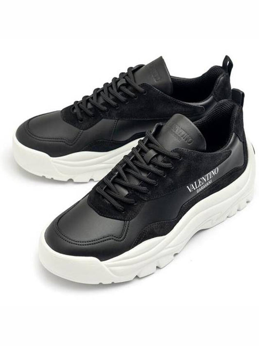 Gumboy Banshee Leather Low Top Sneakers Black - VALENTINO - BALAAN 2