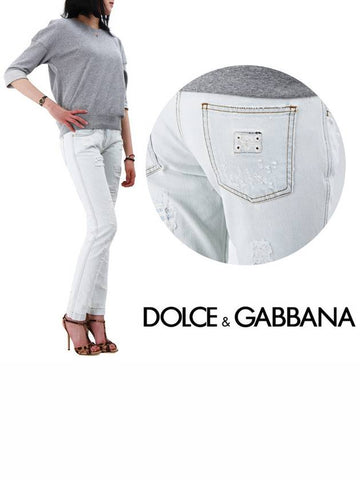 FTH2TD G883A S9001 Women s White Jeans - DOLCE&GABBANA - BALAAN 1