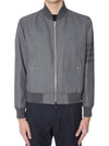 Men's 4 Bar Ribbed Knit Bomber Jacket Grey - THOM BROWNE - BALAAN 6