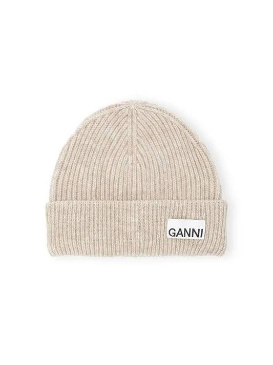 Women's Logo Wool Beanie Sand Beige - GANNI - BALAAN 2