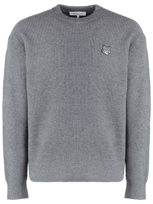 Bold Fox Head Patch Comfort Ribbed Knit Top Grey Melange - MAISON KITSUNE - BALAAN 2