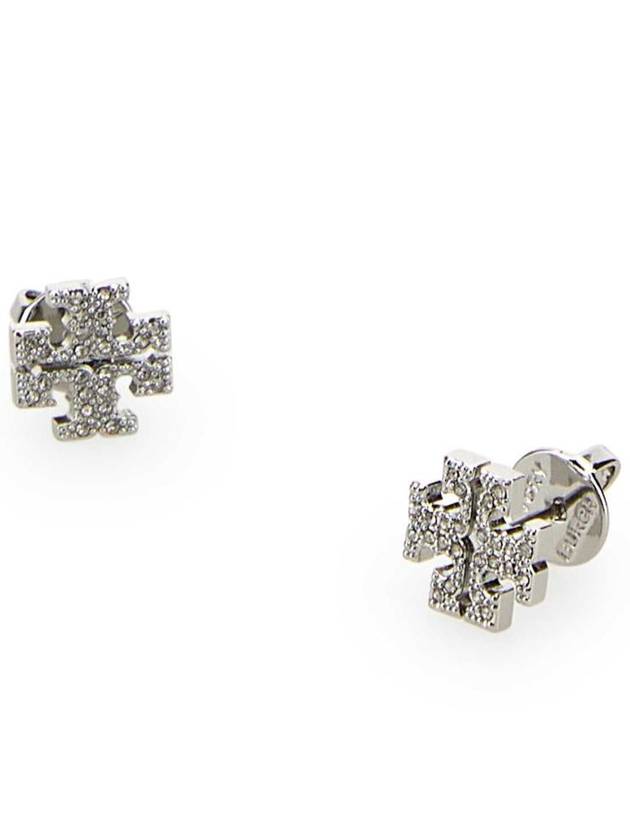 Crystal Logo Stud Earrings Silver - TORY BURCH - BALAAN 3