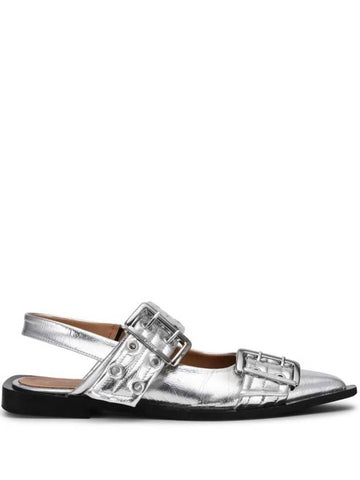 Double buckle metallic effect ballerina shoes S2725 - GANNI - BALAAN 1