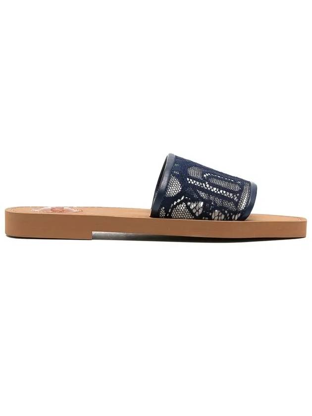 Woody Logo Lace Slippers Navy - CHLOE - BALAAN 3