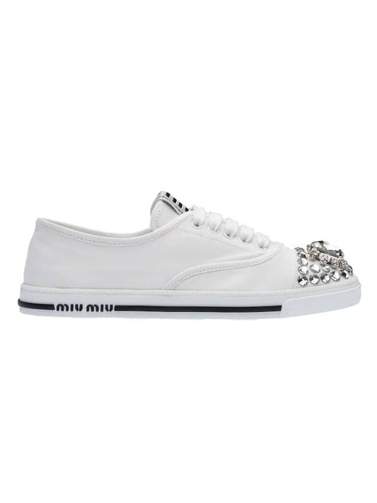 Jewelry Toe Cap Sneakers White - MIU MIU - BALAAN.