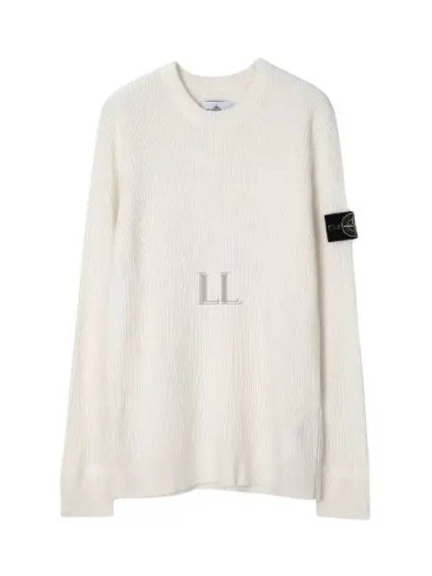 Crewneck Full Rib Wool Knit Top White - STONE ISLAND - BALAAN 2