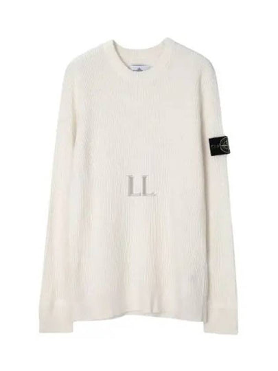 Crewneck Full Rib Wool Knit Top White - STONE ISLAND - BALAAN 2