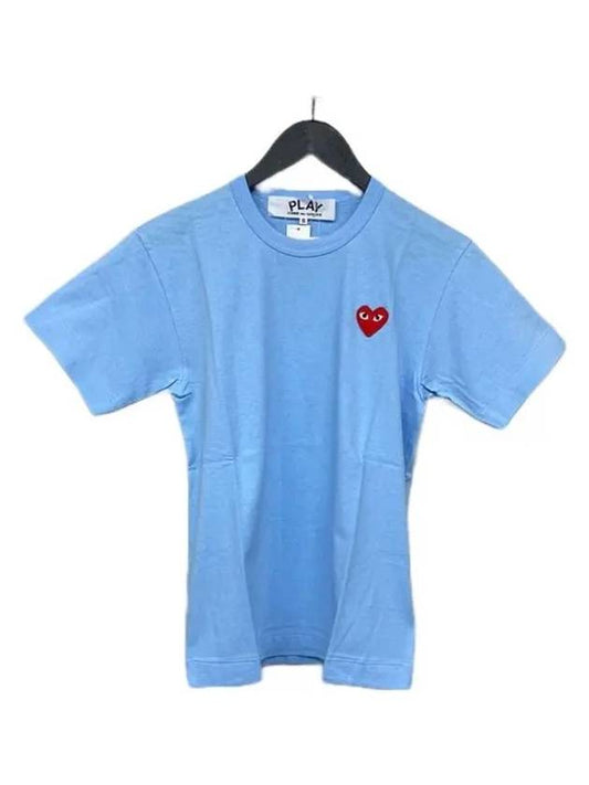 P1T272 000 1 Heart Logo Short Sleeve TShirt Blue - COMME DES GARCONS - BALAAN 1