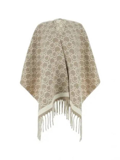 Jacquard Poncho Beige - SALVATORE FERRAGAMO - BALAAN 2