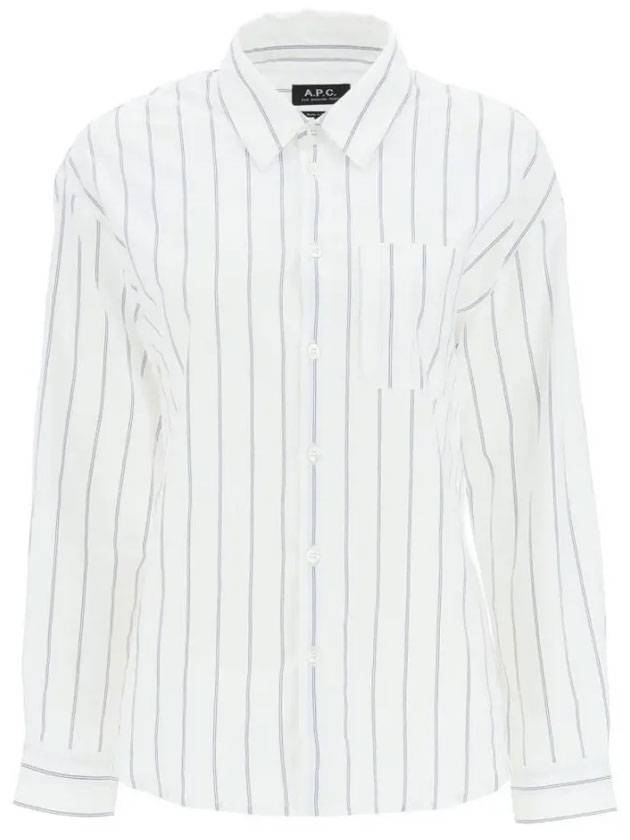 Striped Cotton Long Sleeve Shirt White - A.P.C. - BALAAN 1