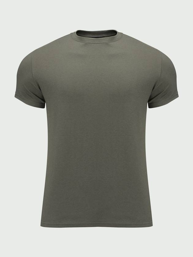 Unisex Daily Plain Muscle Fit T-Shirt Khaki - MAVRK - BALAAN 1