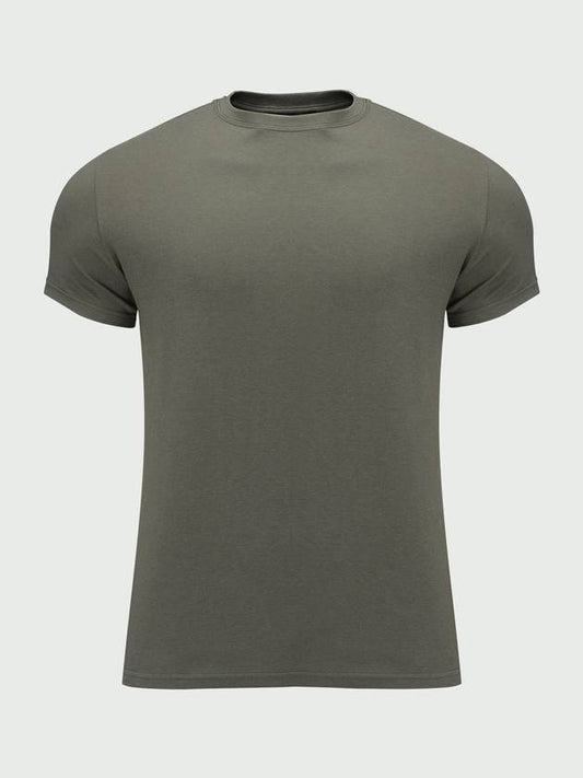 Unisex Daily Plain Muscle Fit T-Shirt Khaki - MAVRK - BALAAN 2