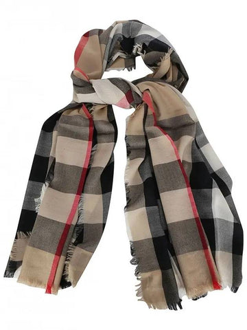 Light Check Cashmere Scarf - BURBERRY - BALAAN.