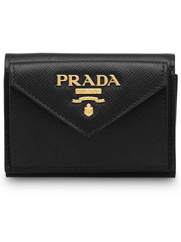 Saffiano Metal Logo Bifold Wallet Black - PRADA - BALAAN.