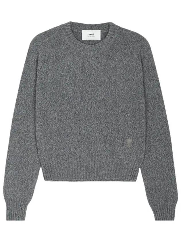 Heart Logo Cashmere Knit Top Grey - AMI - BALAAN 2