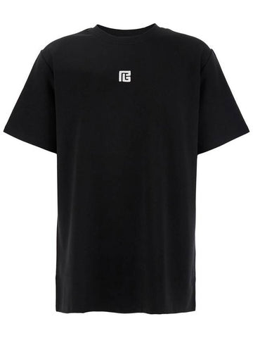 Black Crewneck T-Shirt With Logo Detail Embroidery On The Front In Cotton Blend Man - BALMAIN - BALAAN 1