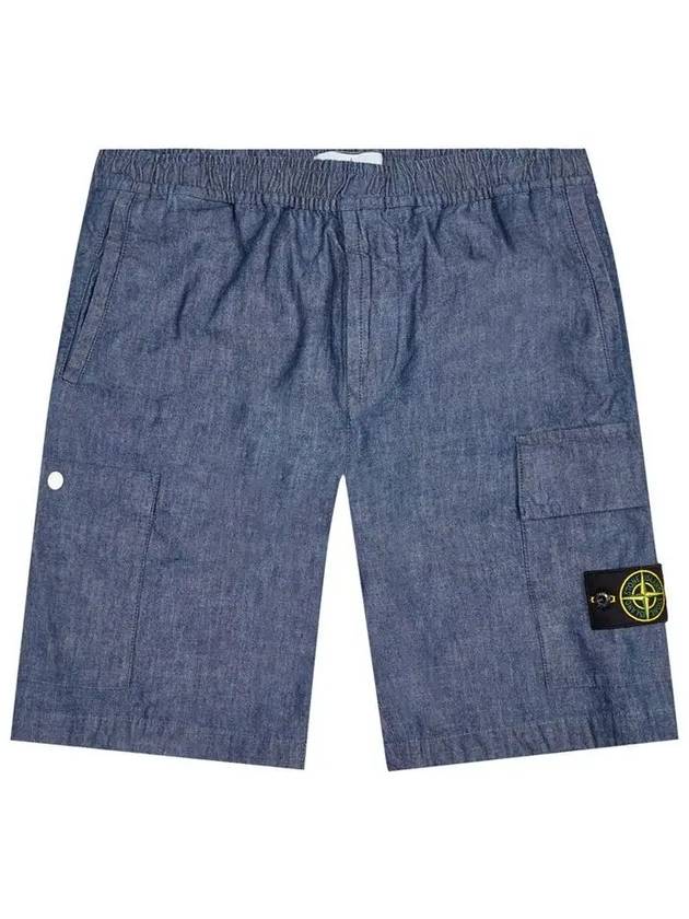 Men's Waffen Chambray Bermuda Denim Shorts Blue - STONE ISLAND - BALAAN 3