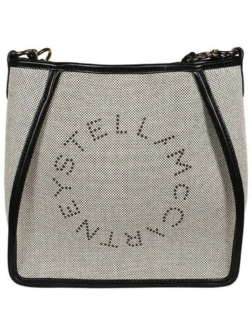 Logo Cotton Canvas Shoulder Bag Black - STELLA MCCARTNEY - BALAAN.