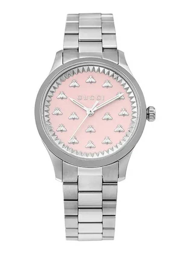 G Timeless Bee Dial 32mm Metal Watch Pink Silver YA1265033 - GUCCI - BALAAN 3