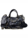 Neo Cagole Small Crocodile Embossed Leather Tote Bag Black - BALENCIAGA - BALAAN 7