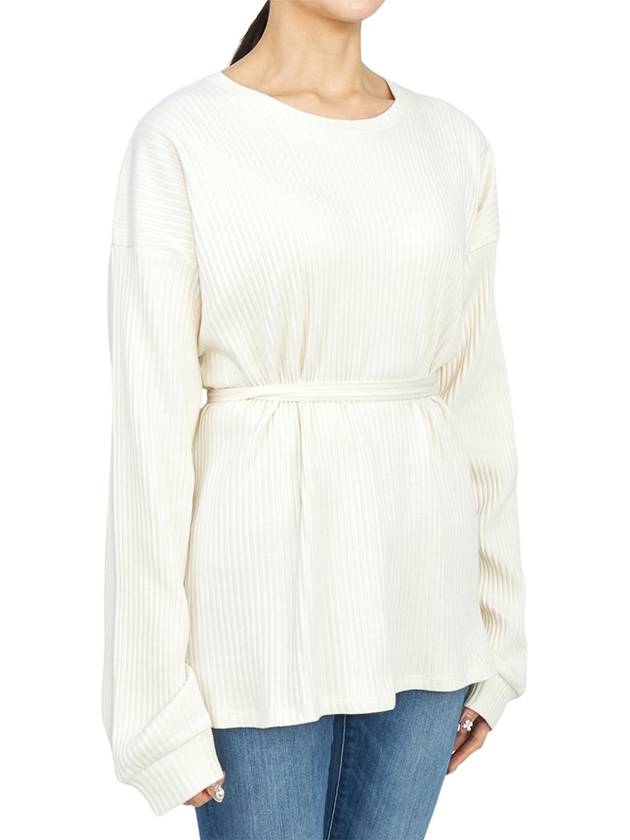 Women's Show Organic Cotton Long Sleeve T-Shirt Offwhite - BASERANGE - BALAAN 4