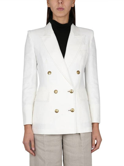 Women's Verace Linen Double Breasted Jacket White - MAX MARA - BALAAN 2