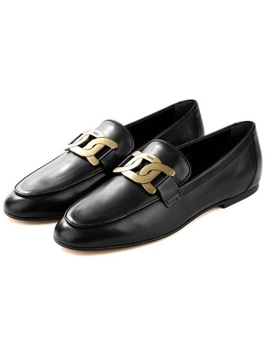 Kate Metal Logo Leather Loafers Black - TOD'S - BALAAN 2