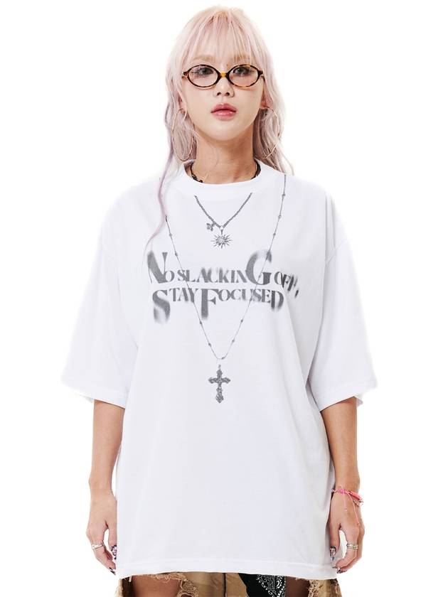 Cocan Butter Oversized Hip Hop Graphics Short Sleeve T-Shirt White - HOLY NUMBER 7 - BALAAN 2