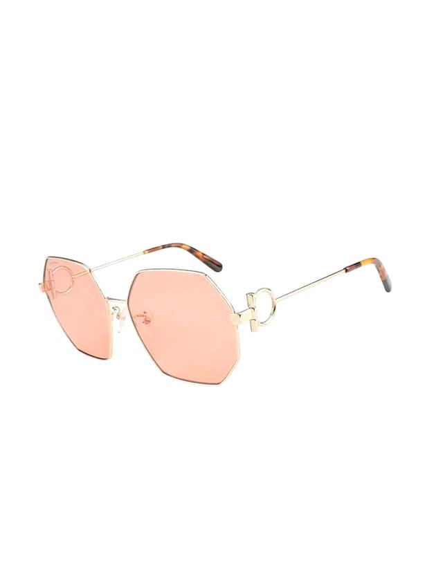 Geometric Metal Sunglasses Pink - SALVATORE FERRAGAMO - BALAAN 1