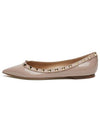 Patent Leather Rockstud Ballerina Beige - VALENTINO - BALAAN 3