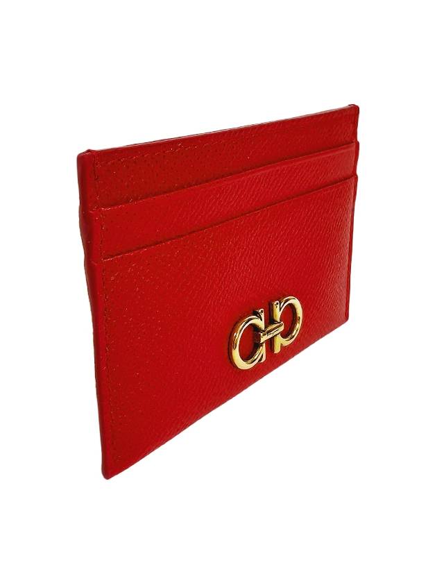 Gancini Card Wallet Lipstick Red - SALVATORE FERRAGAMO - BALAAN 4