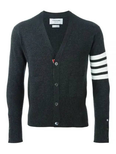 Men's Diagonal Classic Cashmere Cardigan Dark Grey - THOM BROWNE - BALAAN 2