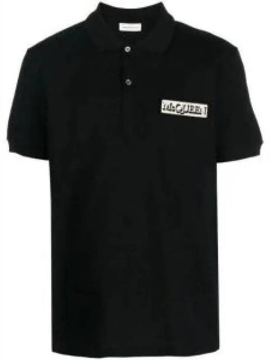 Logo Patch Short Sleeve Polo Shirt Black - ALEXANDER MCQUEEN - BALAAN 2