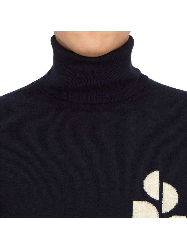 Enzo Logo Organic Cotton Blend Turtleneck Midnight - ISABEL MARANT - BALAAN 7