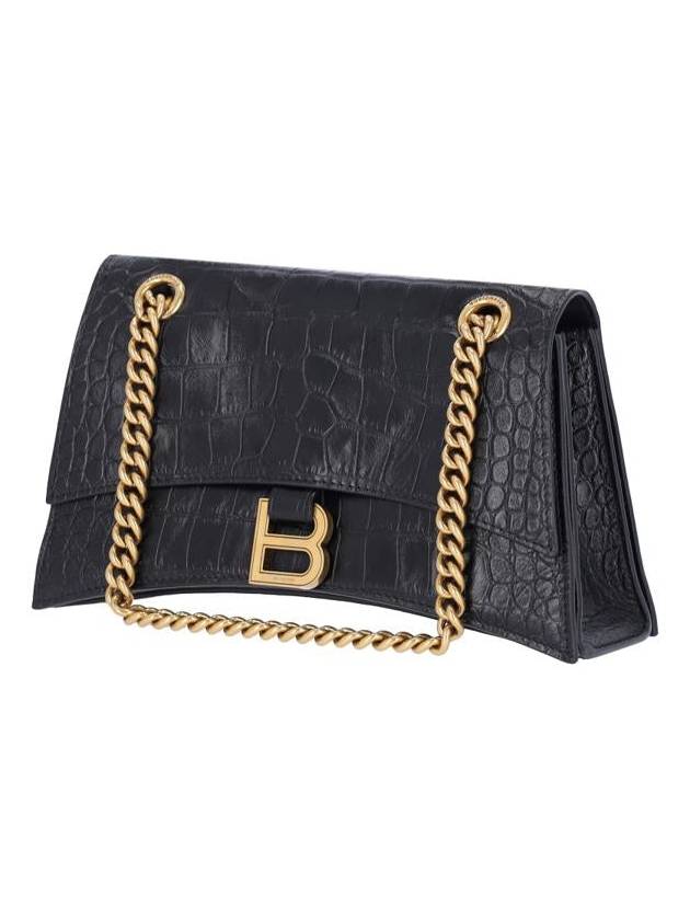 Crush Small Leather Shoulder Bag Black - BALENCIAGA - BALAAN 3