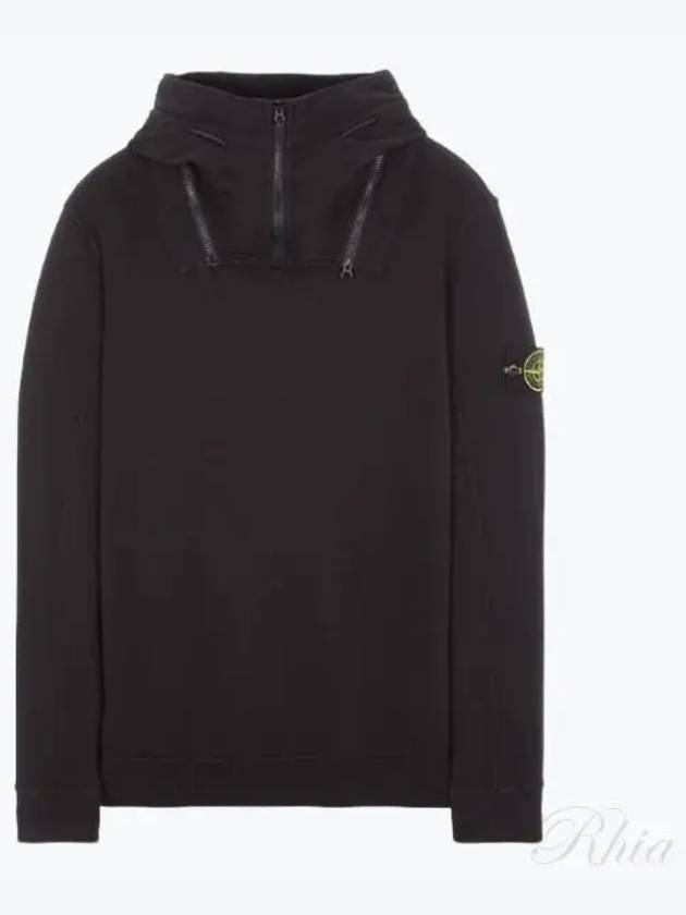 Wappen Patch Brushed Cotton Fleece Hoodie Black - STONE ISLAND - BALAAN 1