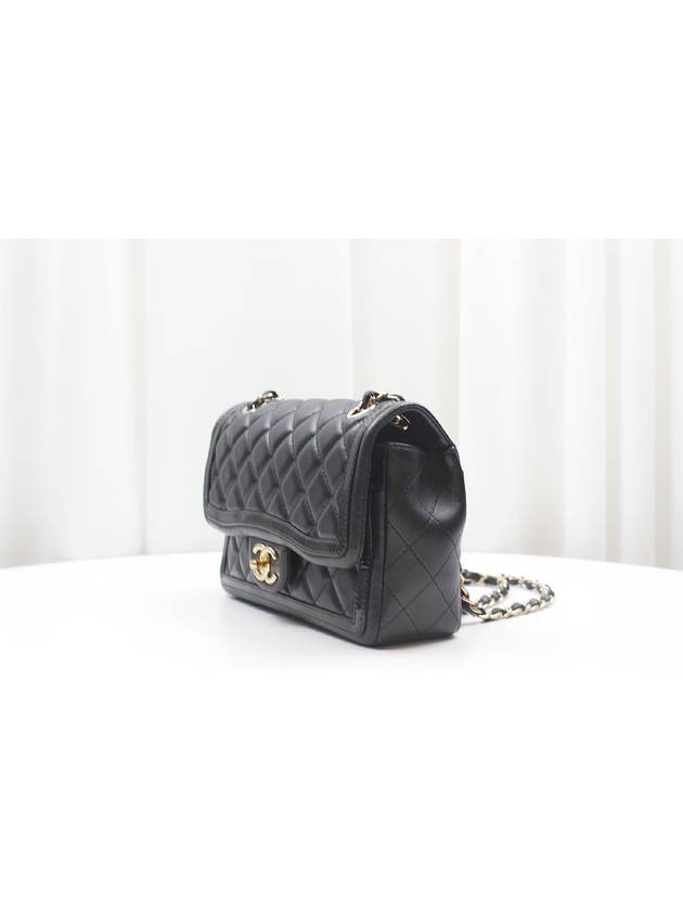 Mini Lambskin Patent Chain Flap Bag Black AS4289 - CHANEL - BALAAN 3