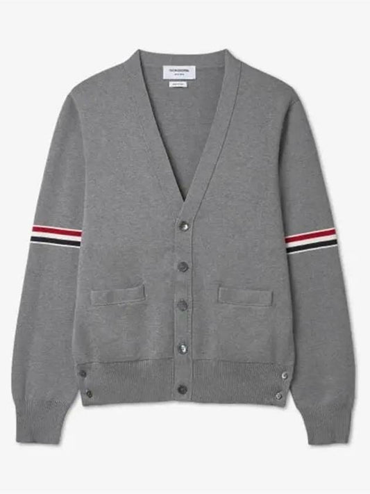 Milano Stitch Sprite Armband Cotton V-neck Cardigan Light Grey - THOM BROWNE - BALAAN 2